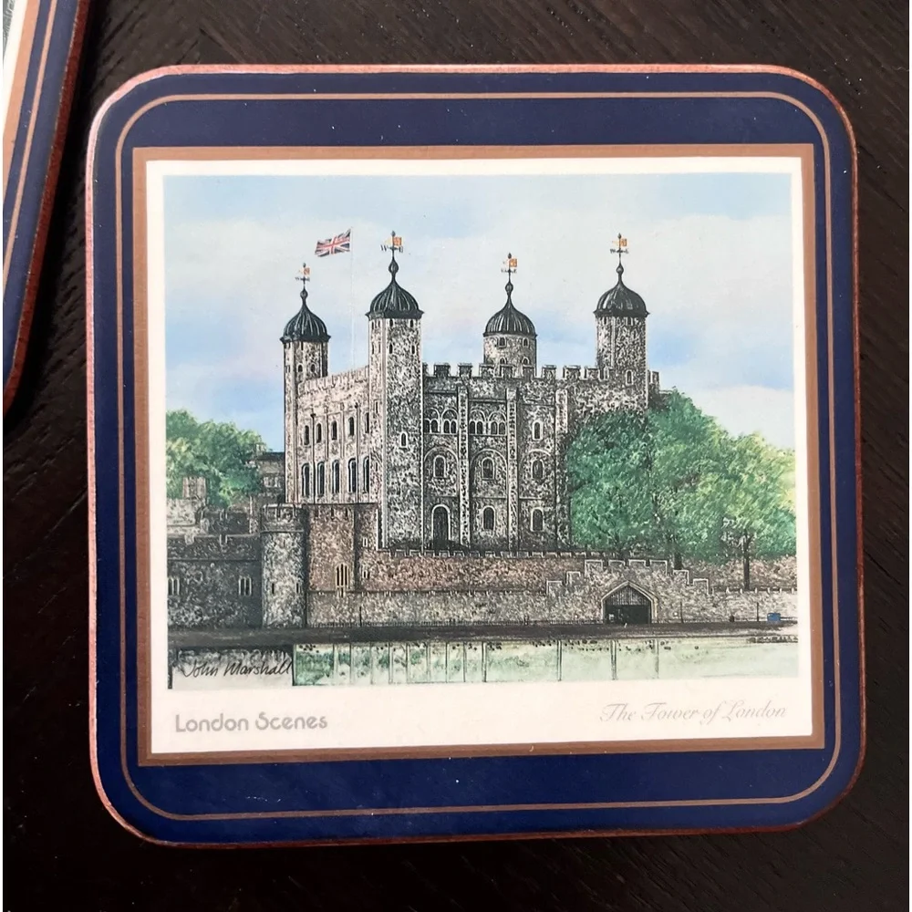 Vintage Pimpernel London Landmarks Coasters Set of 6 Made in England Cork Back